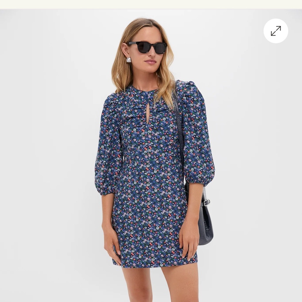 Tuckernuck HYACINTH HOUSE Black & Navy Corduroy Floral Keyhole Moore Mini Dress